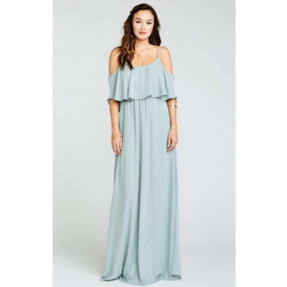 Show Me Your Mumu Silver Sage Caitlin Ruffle Dress